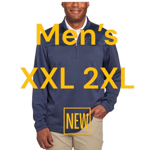 Men's Pebble Beach XXL 50 - 52 Quarter Zip V-Neck Long Sleeve Navy Blue Mockneck - Picture 2 of 9